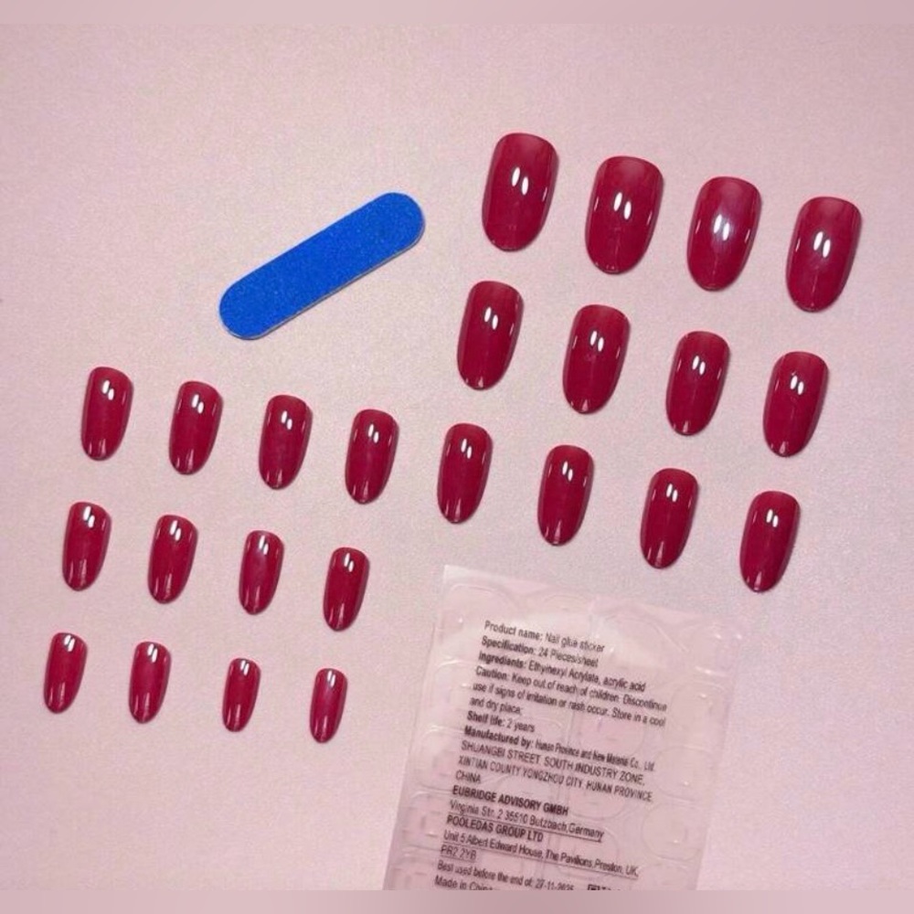 Pink Fuchsia Metallic Almond Nail Kit Press-On Nails, New - Picture 4 of 8